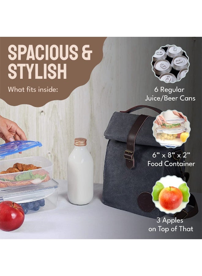 ASEBBO Insulated Lunch Bag for Women & Men (Grey) - Image 3